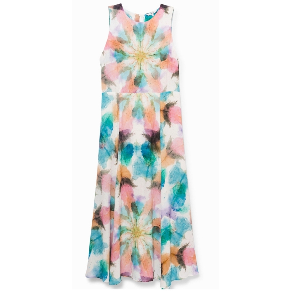 Desigual Long Faded Floral Watercolor Maxi Dress Size 8 Color White Multi NWT - Picture 6 of 15